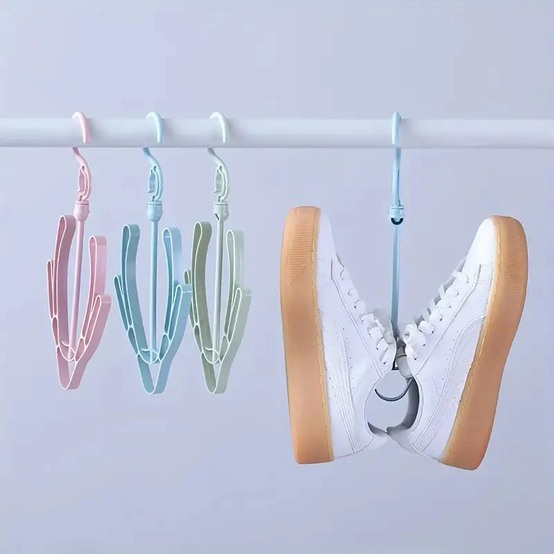 1Pc Mini T Windproof Double Hook Multifunction Plastic Material for Balcony Hanger Shoe Rack Hanging