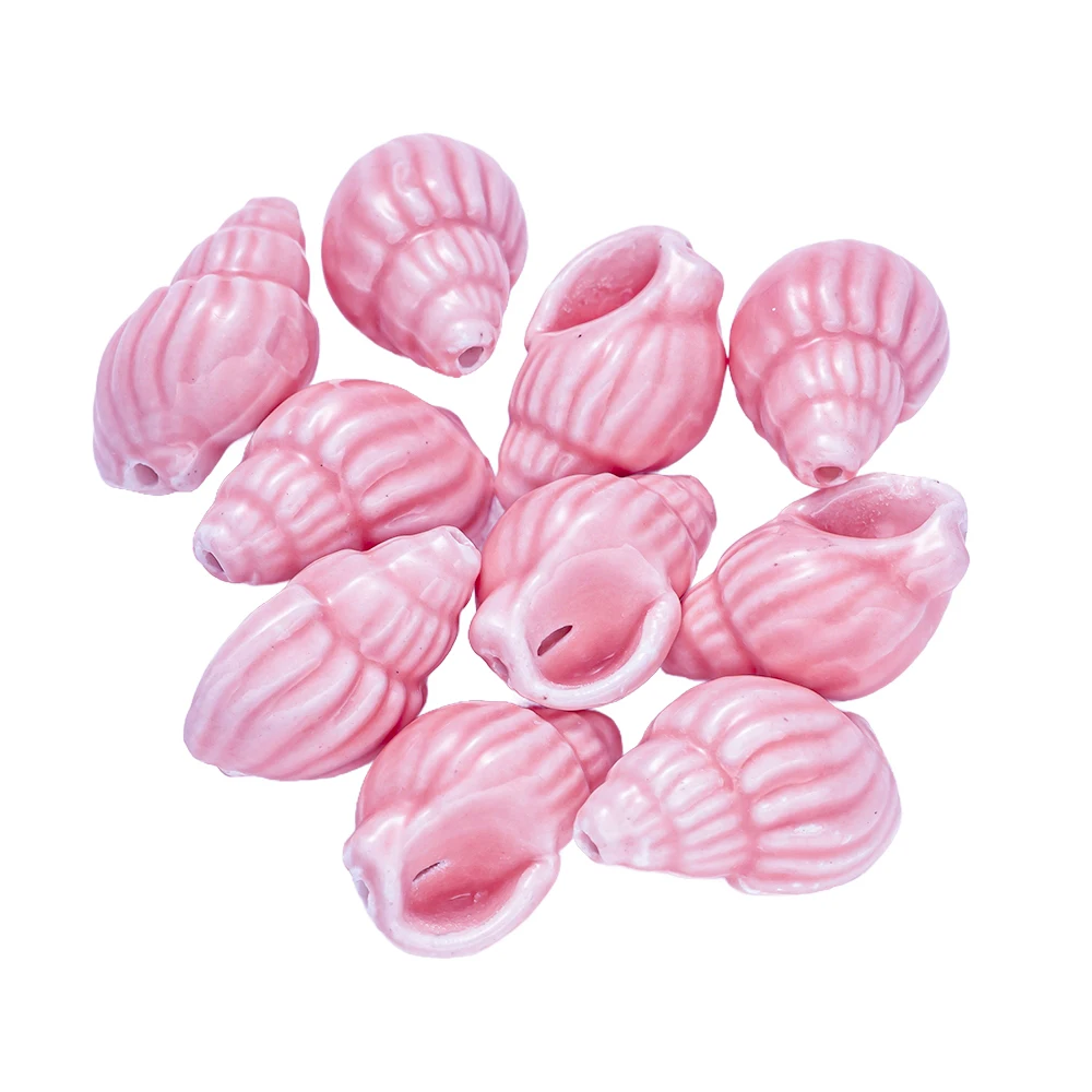 10pcs Ceramic Fish Conch Shell Beads Summer Sea Animals Charms Loose Spacers for DIY Handmade Bracelet Jewelry Making Supplies view 5