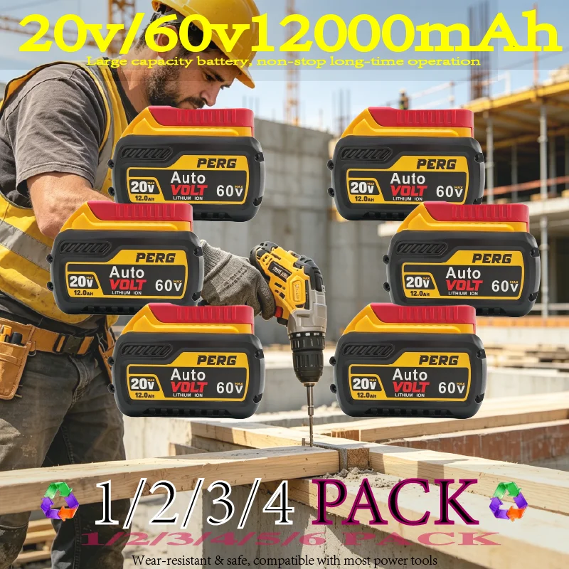 

1/2/3/4/5/6 Pack For DEWALT 20V/60V Battery 12AH Rechargeable Lithium-ion Battery DCB609 DCB118 Fast Charging HIWDe Tool Battery