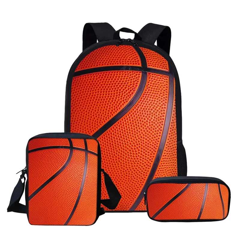 

3D Basketball Design Backpack with Lunch Box for Boys Children School Bags 3PCS/set Fashion Large Capacity Student Schoolbags