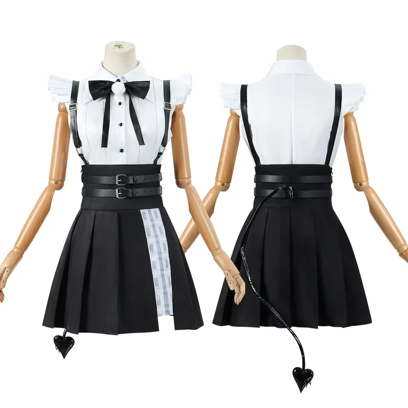 Anime Virtual YouTuber Tokoyami Towa Cosplay disfraz peluca suéter tejido chaqueta JK uniforme mujer encantador traje de Halloween