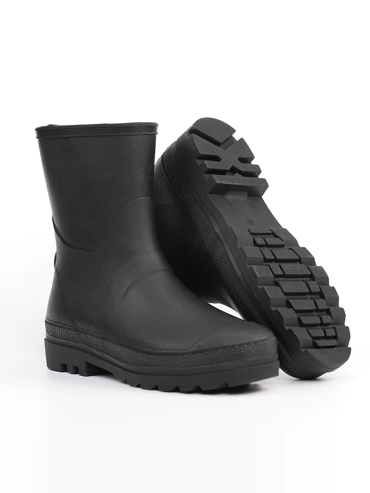 Men's Simple Mid-Calf Rubber Rain Boots Lightweight Anti-Slip Water Shoes Chef Work Shoes Waterproof Fishing Boots Car Wash B...