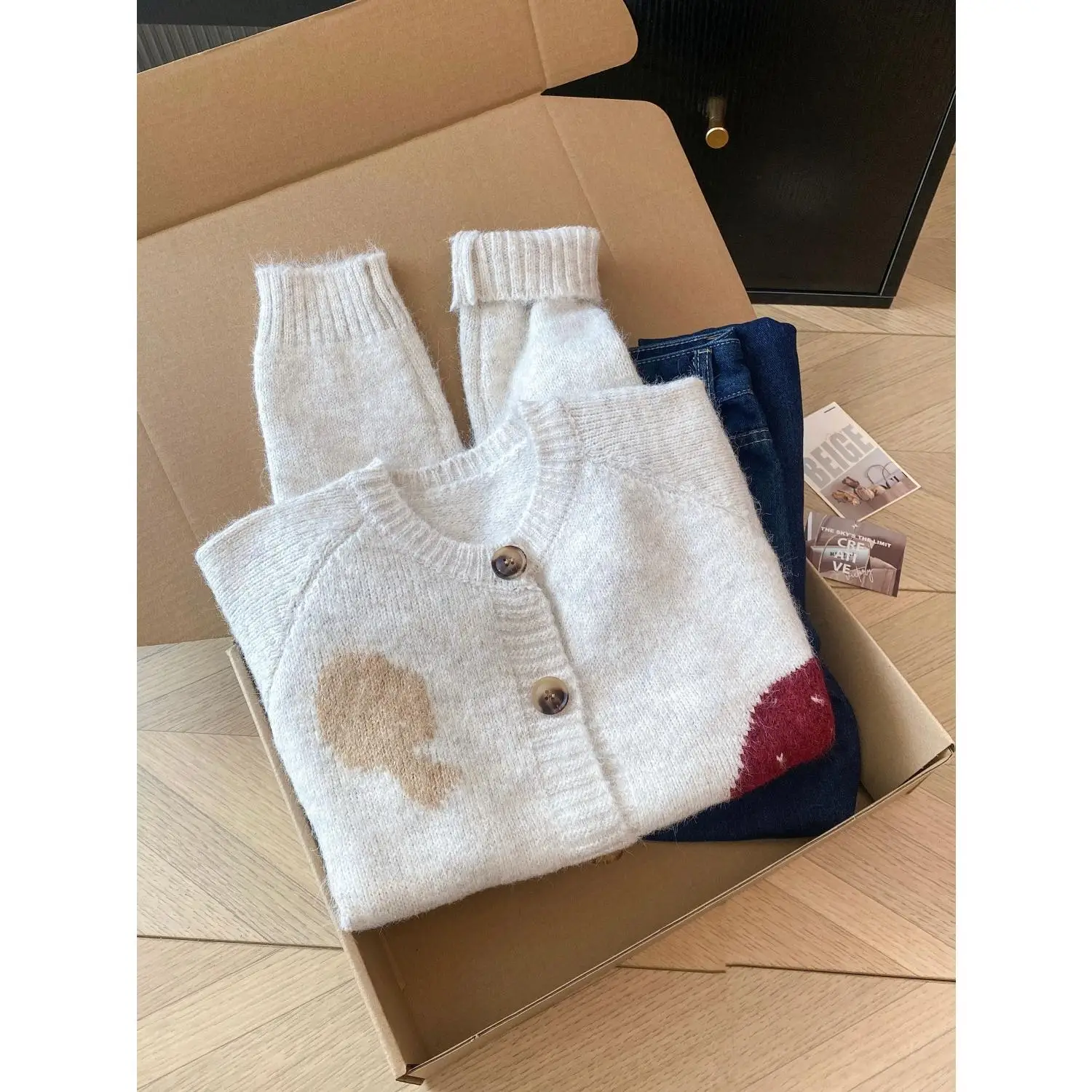 

Мягкий пушистый вязаный свитер, женское длинное пальто-бомбер све, осень-зима, новинка, ленивый узор, вышивка Faion La...