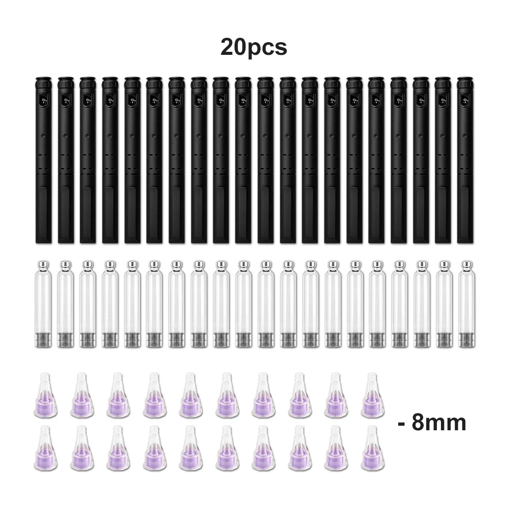 10/20 Stück 60U Einweg-Injektionspen aus Kunststoff mit 3ml Glaskartusche und 4/5/6/8mm Stiftspitze, Insulin/Peptid-Injektionsset