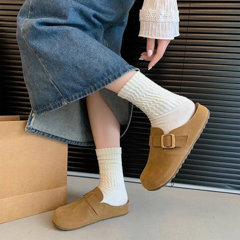 Mules Retro de Primavera y Otoño, Versátiles, Aptos para Pies Anchos, con Suela Suave y Punta Cerrada, para el Trabajo