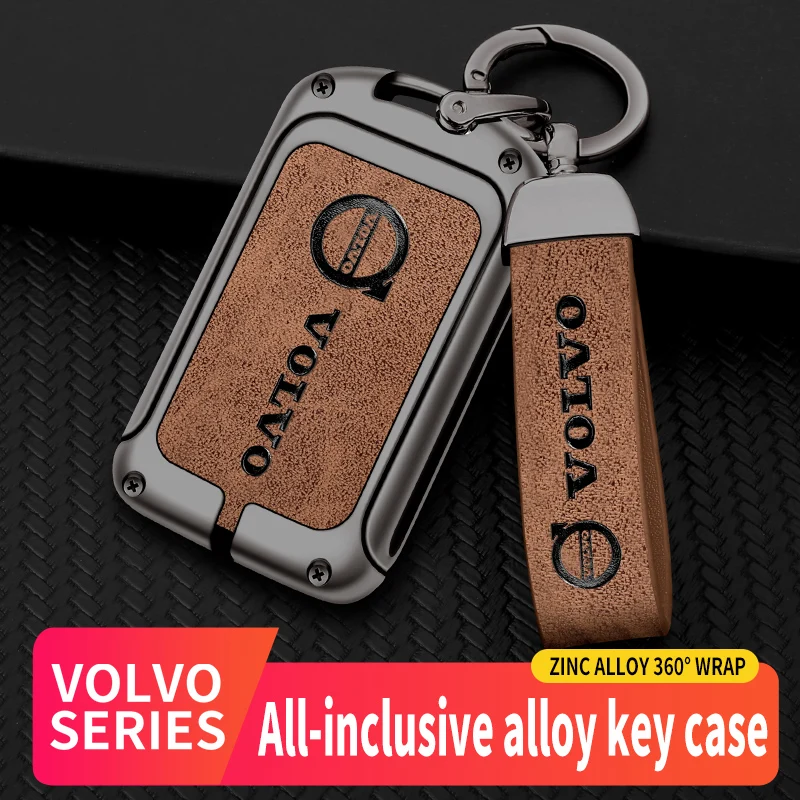 Zinc Alloy Leather Car Remote Key Case Cover Shell for Volvo S60 S90 XC40 XC60 XC90 V60 V90 C40 2017 2018 T5 T6 T8 Polestar 1 2