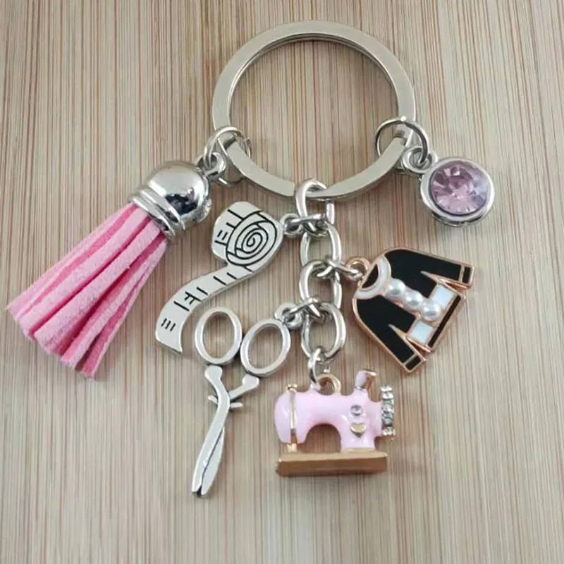 New fashion tassel sewing machine keychain scissors and clothes customized fashion gifts for friends