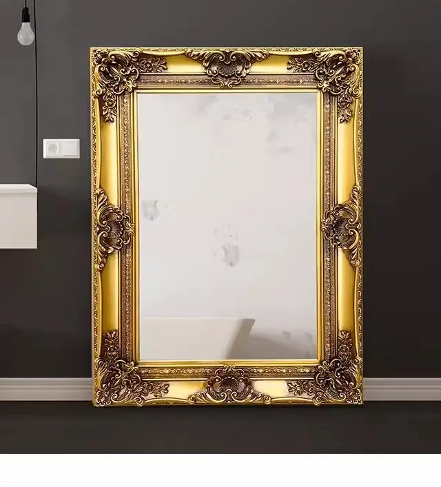 Vintage Solid Wood Frame Photo Frame, Golden Corner Flower Frame, European Style Decorative Frame For Studio Mirror Photography