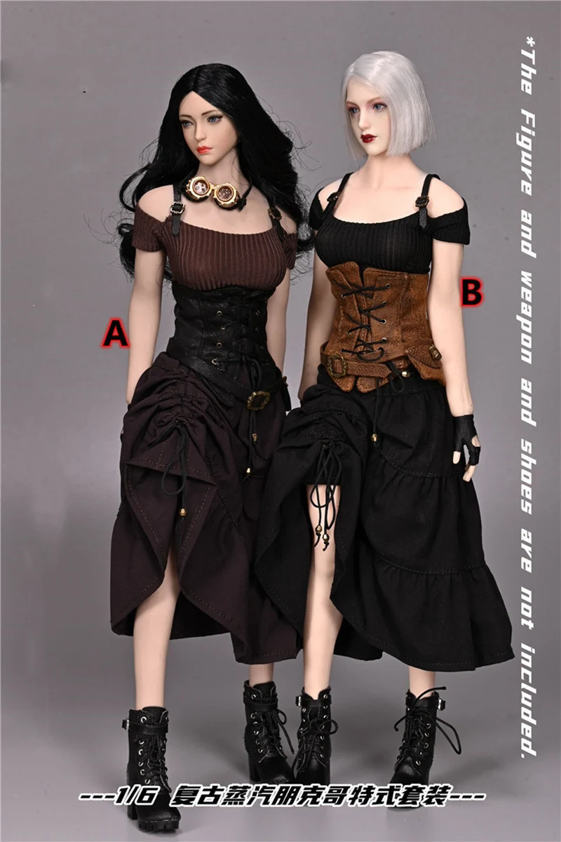 

1/6 Scale Action Figure Doll Clothes Accessories Vintage Steampunk Gothic Suit For 12" Collectible Female Figures Model B0561