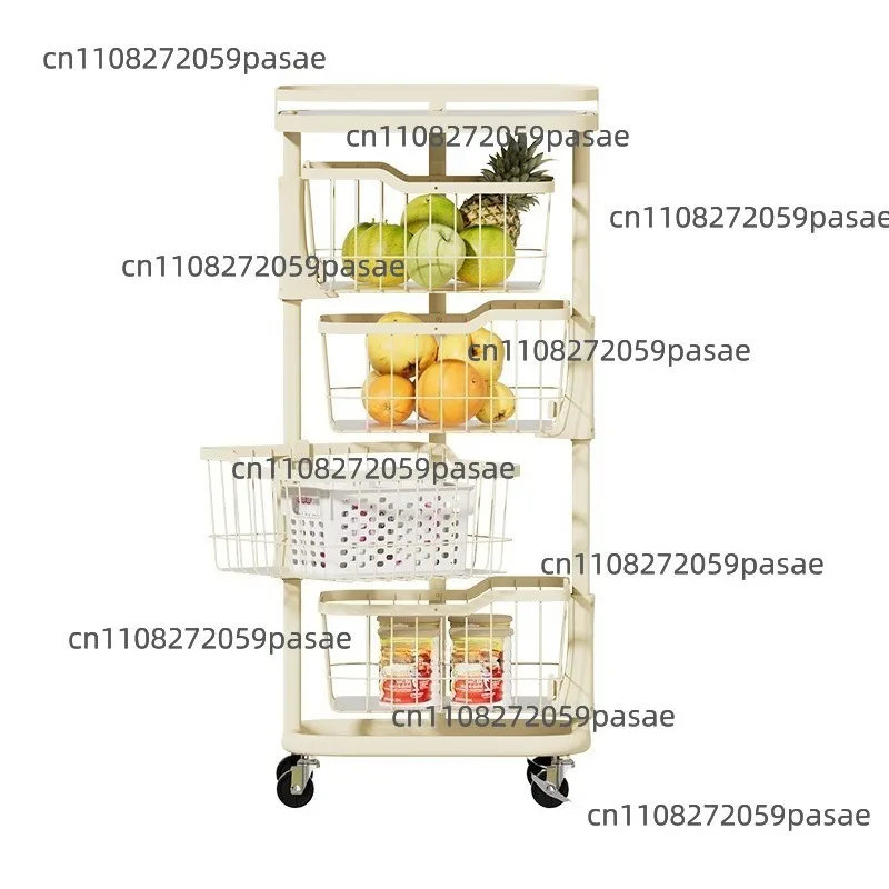 

Multi-layer Kitchen Living Room Storage Basket Trolley, Multi-functional Removable Fruit and Vegetable Sundries Rack