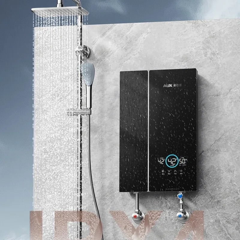Instantaneous electric water heater, fast heating, intelligent constant temperature, ultra-thin design for home use.