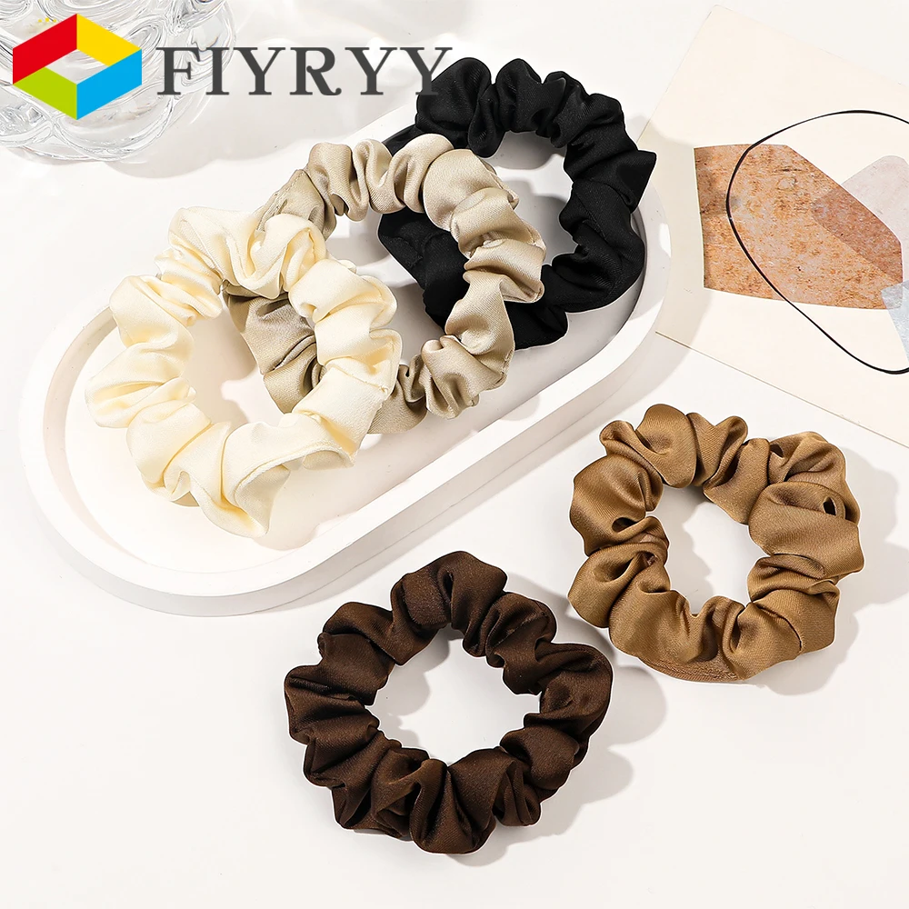 

3Pcs/set Elastic Hair Ties DIY White Black Coffee Hair Rope Silky Satin Scrunchies Ponytail Holder Headwear Hair Bands Accessory