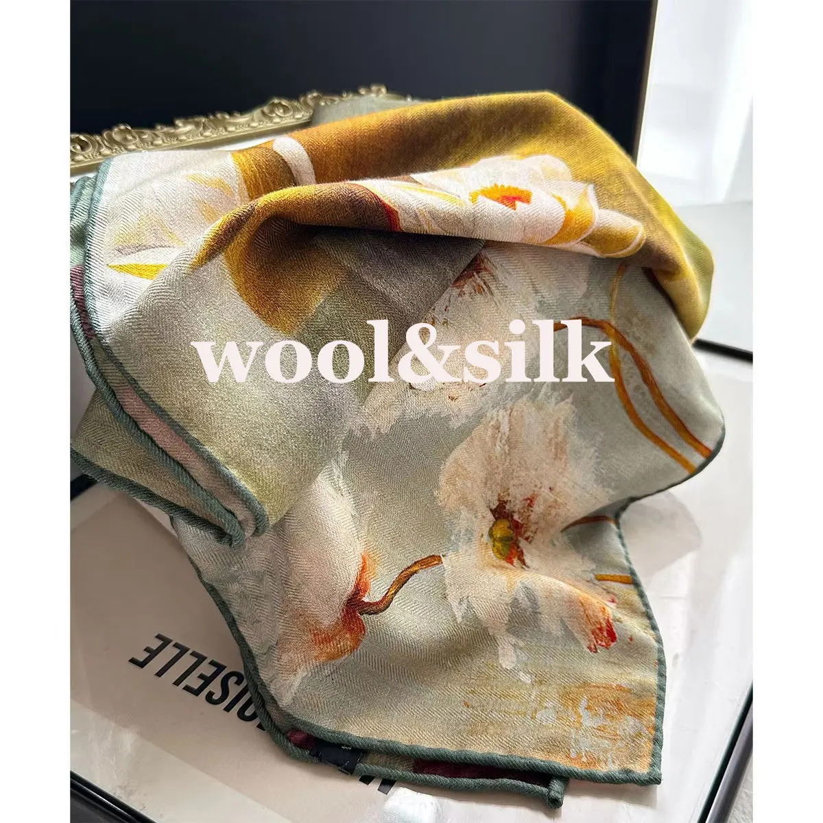 

82% wool 18% Real Silk Scarf for Women Shawls Wraps Foulard sjaals Scarves Pashmina Female Hijab Bandana bufanda Poncho шарф