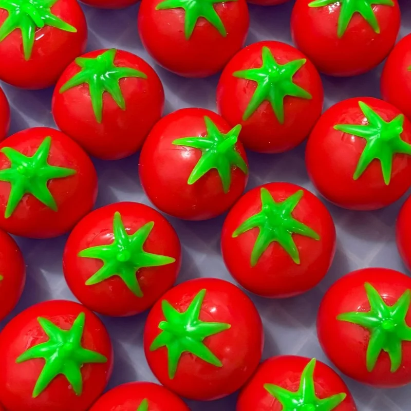 Tomato  Ball Squishy Tomato Stress Ball Fidget Toy Crunchy Squeeze Ball Round Blocks Filled ASMR Anti Stress Toys for Adults image 4