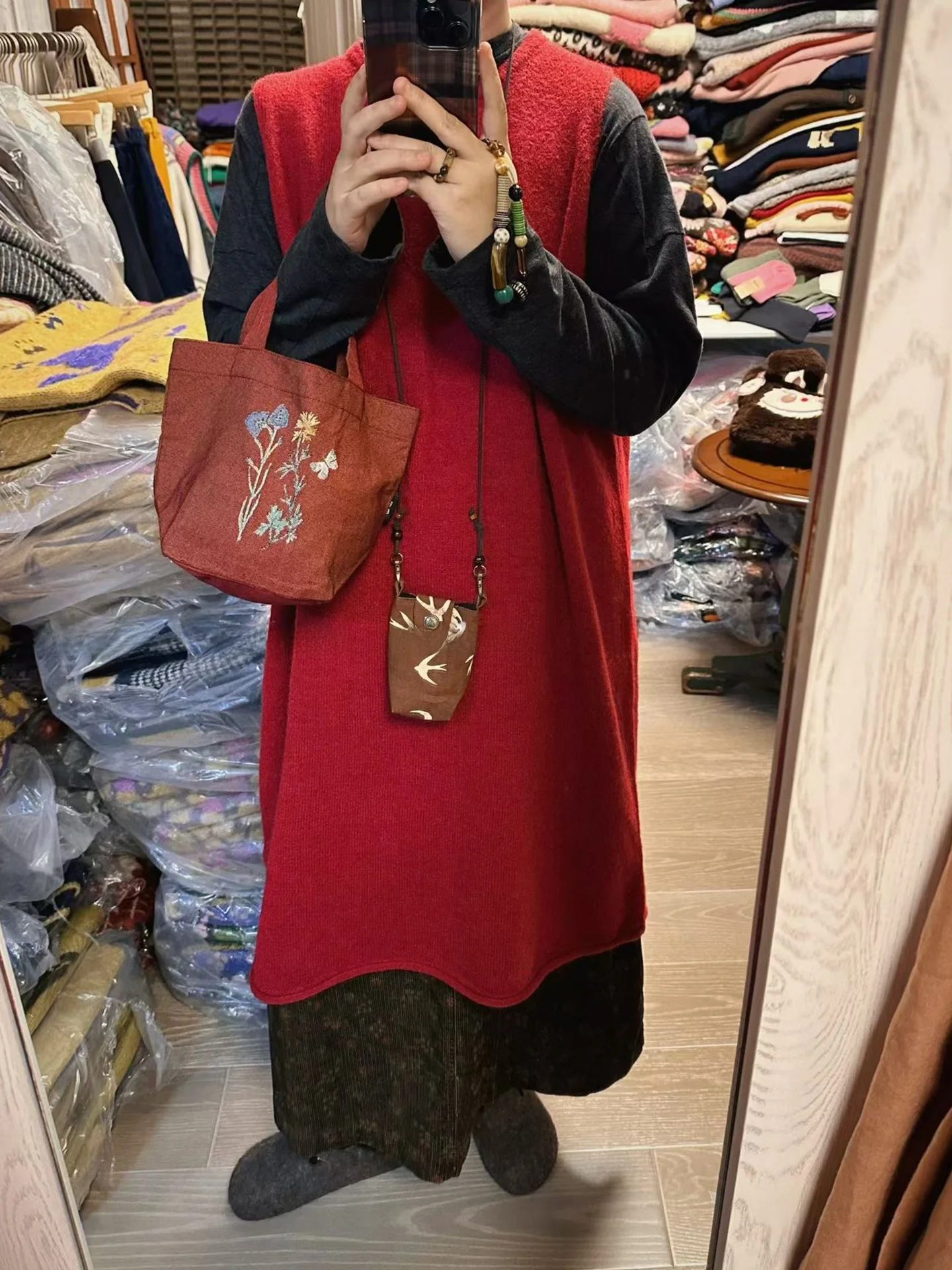 

Красный вязаный жилет Dr. Retro, большие размеры, женская мода, осенне-зимний сезон, универсальный, для полных женщин, одежда для пышных форм