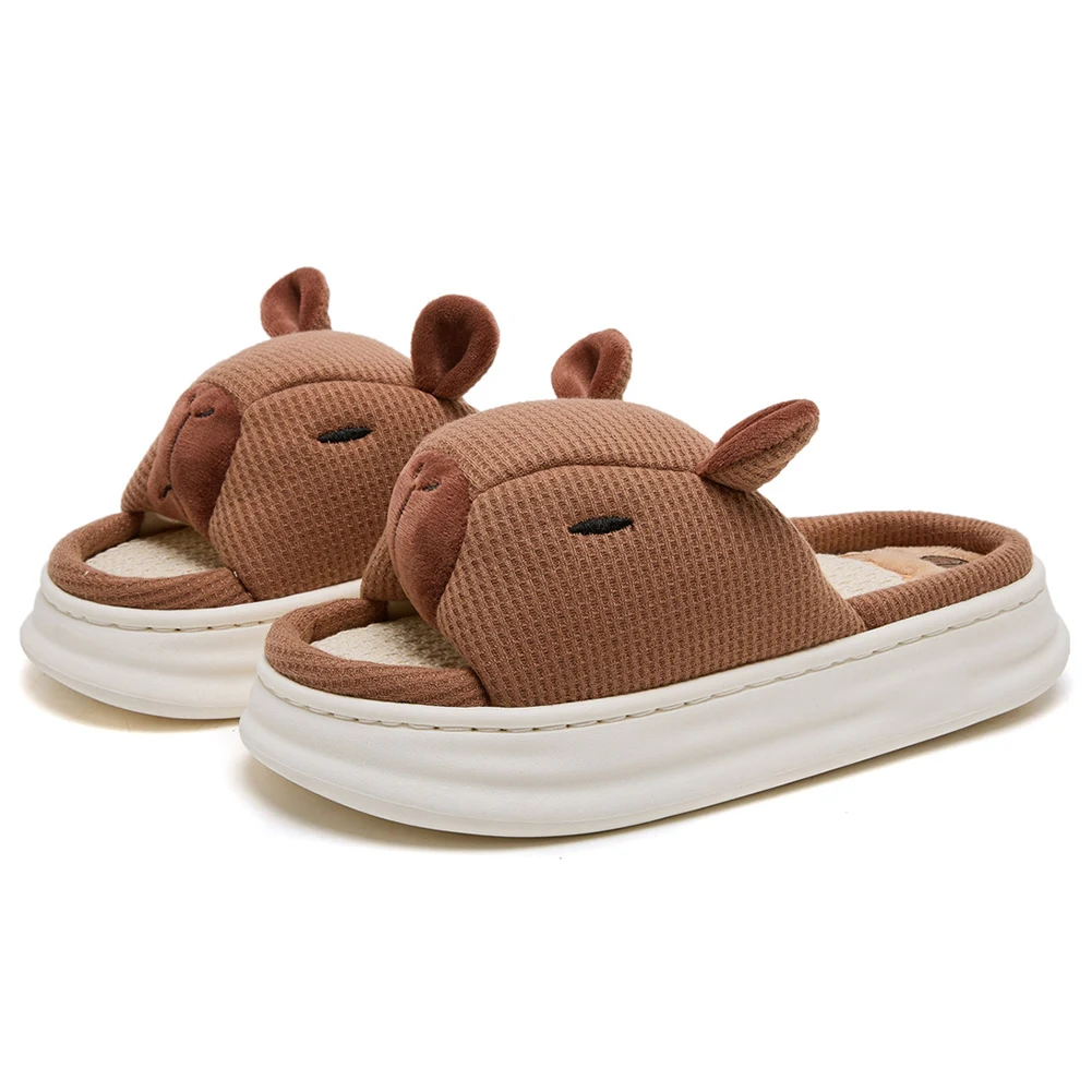 오픈 토 카피바라 슬리퍼 귀여운 동물 슬리퍼 미끄럼 방지 부드러운 실내 슬리퍼 귀여운 슬립온 슬리퍼 실내 침실용