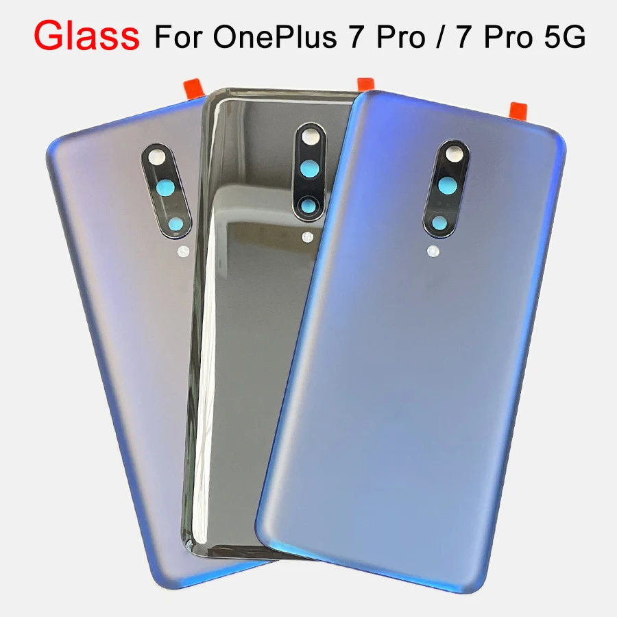 A +++ para OnePlus 7 Pro / 7Pro 5G, cubierta de batería de vidrio, tapa trasera dura, carcasa de Panel trasero, adhesivo y lente de cámara