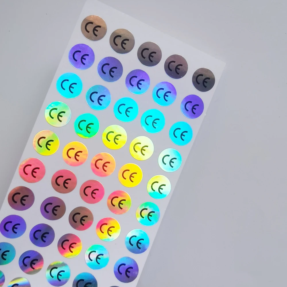 1Cm Ronde Ce Sticker Wit/Zilver/Hologaphic/Duidelijke Basis Cirkel Label 500Pcs