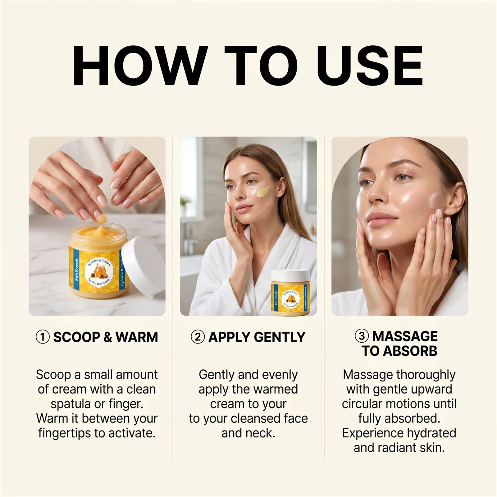 Feuchtigkeitsspendender Balsam-Stick Honig Vitamin C Gesichts-Hydratisierungscreme Kollagen Gesichtsserum-Set Beruhigende Reparatur Sanfte Nährende Hautpflege – Detail 12