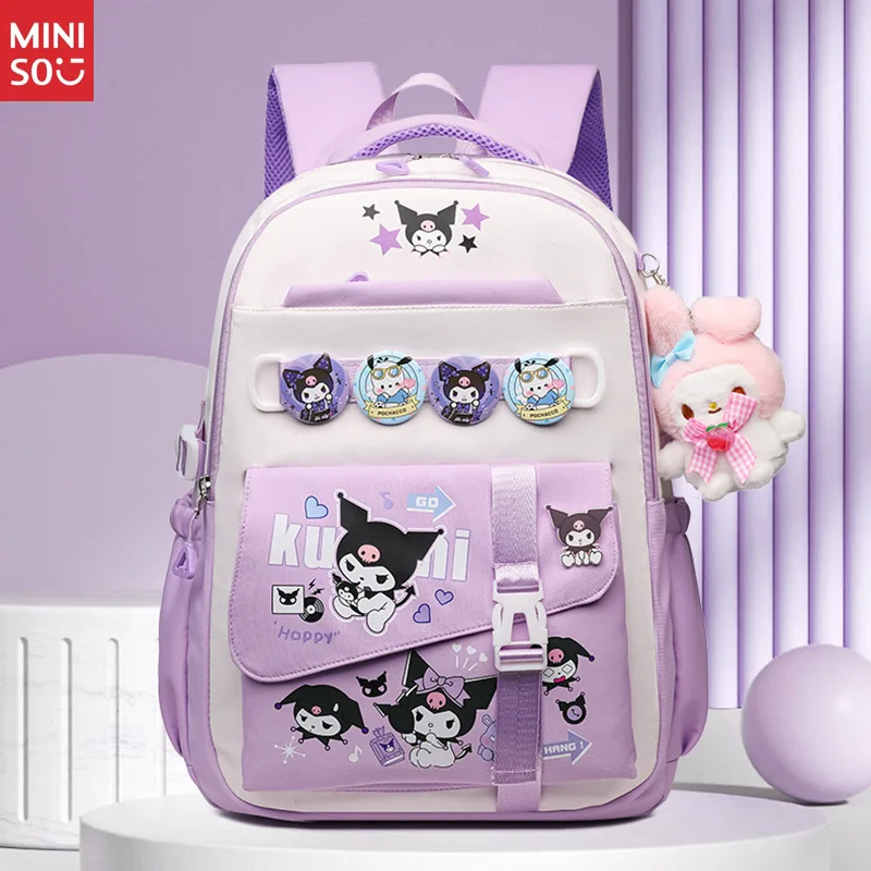 Plecak szkolny Miniso Kuromi |   Torba o dużej pojemności dla dziewcząt, lekki plecak na książki