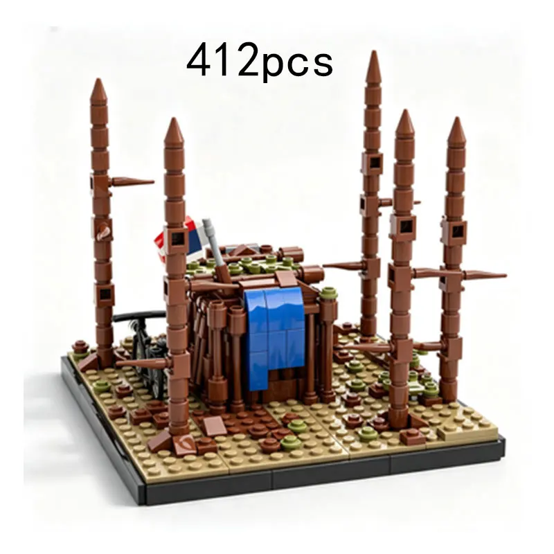MOC 412PCS Castle Camp Building Small Particle Assembly Blocks Adult Building Model Toy Ornament
