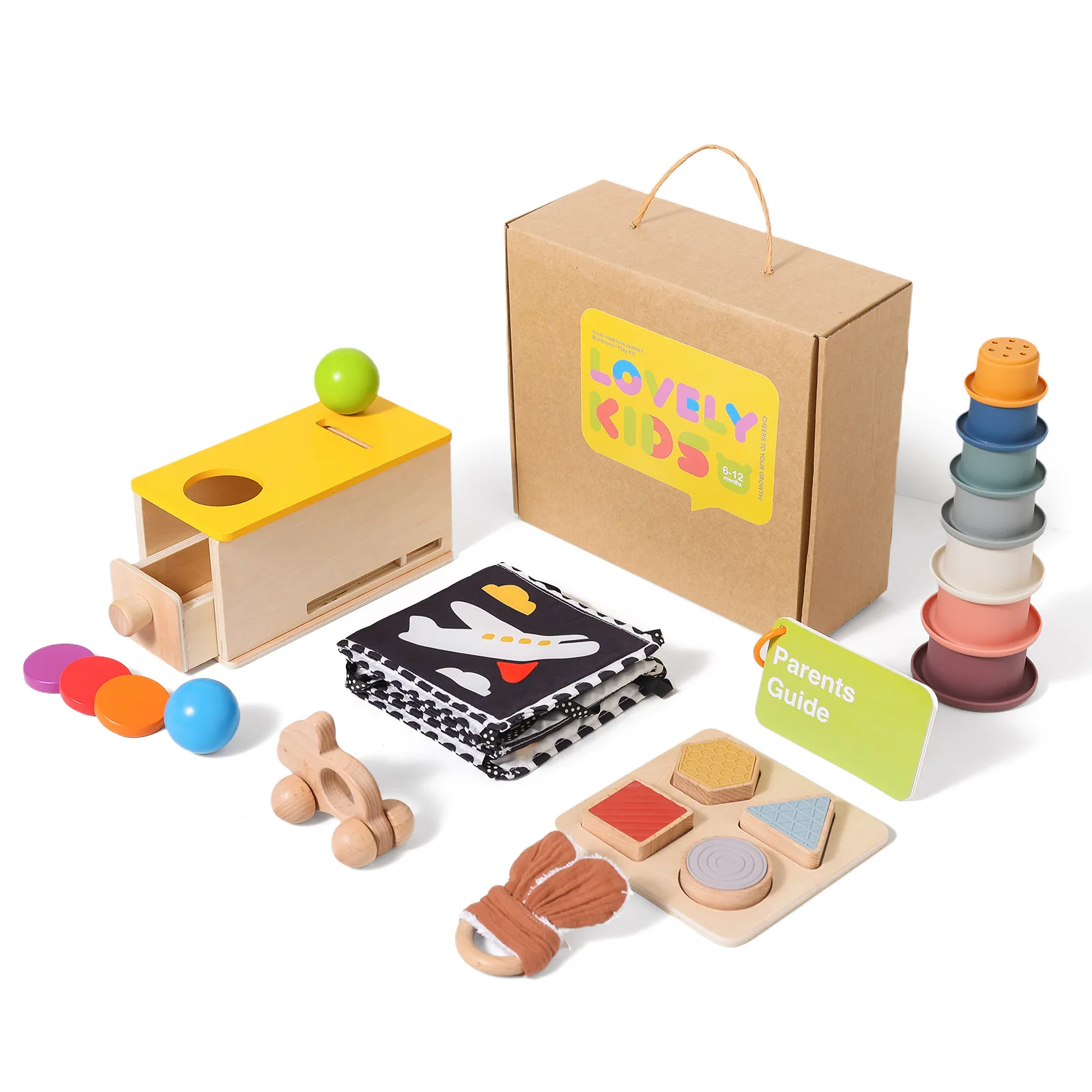 Novos Brinquedos para Bebês, Quebra-Cabeças de Várias Formas, Brinquedo Educativo para Crianças de 6 a 12 Meses e 2 a 3 Anos, ABS e Madeira