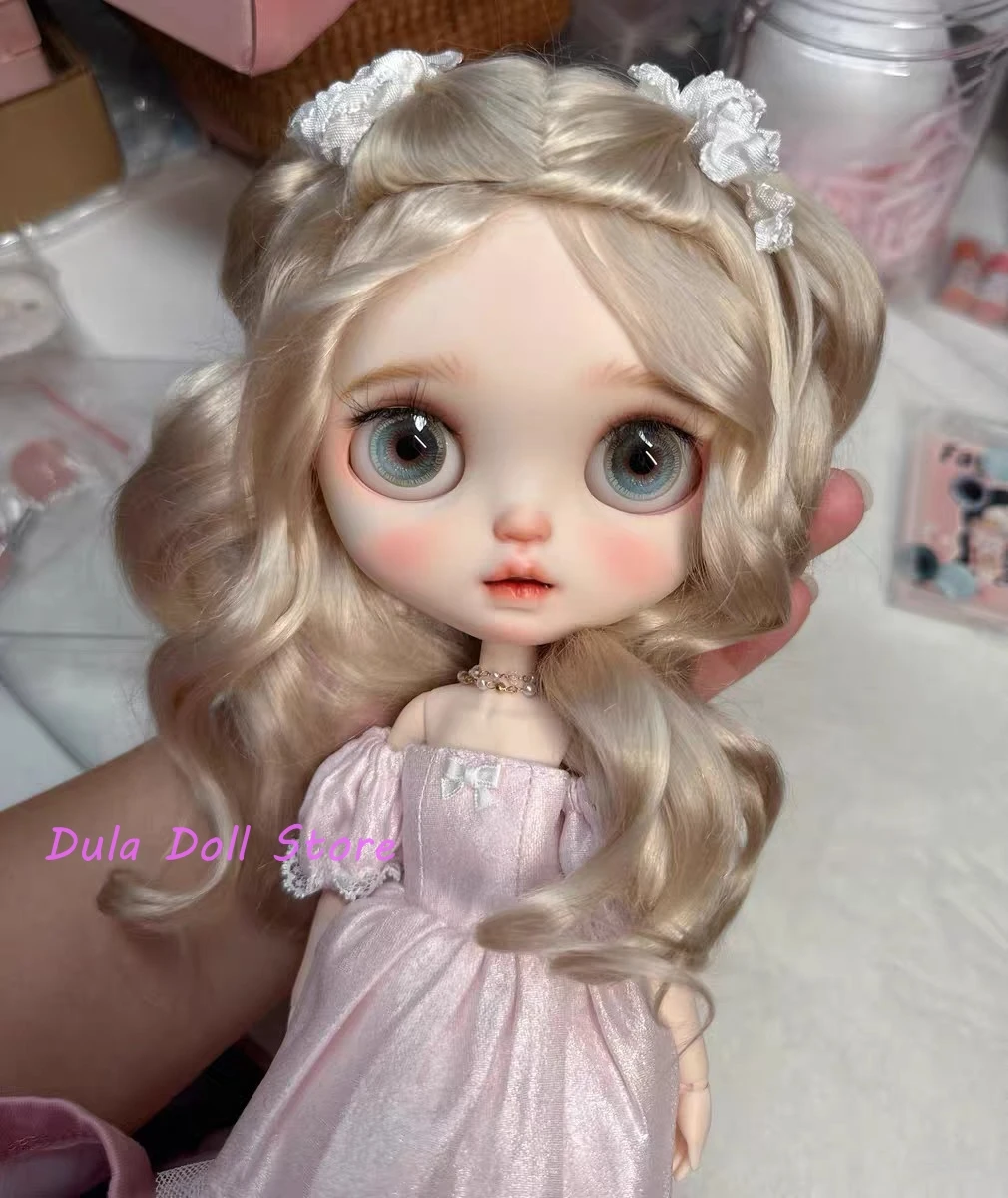 

Парики для кукол Dula для Blythe Qbaby, натуральный мохер, большие волнистые кудри, твердые швы для головы 9-10 дюймов