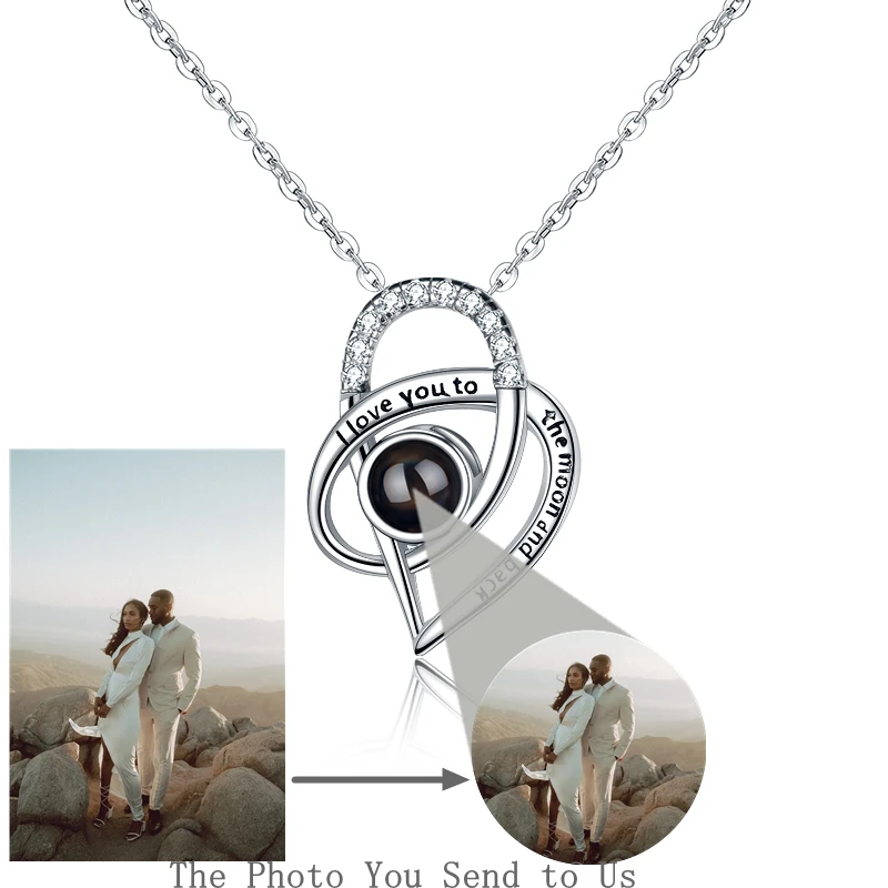 

Персонализированное ожерелье с фотопроекцией для женщин, подарок с надписью «Я люблю тебя», кулон в форме сердца, украшение для парня или девушки