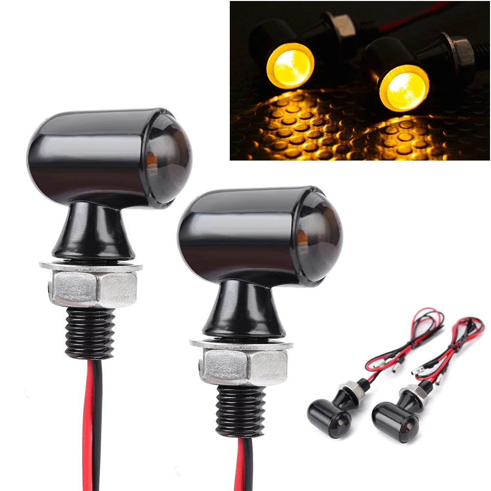 Mini Motorcycle led Turn Signal Indicators Blinker Lights Amber flasher Signal lamp intermitentes moto 12V for Cafe Racer Bobber