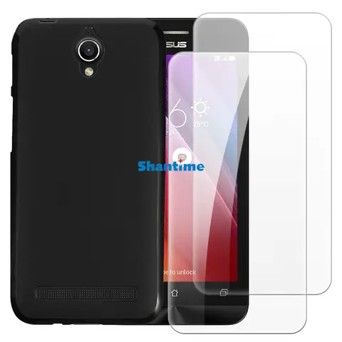 Soft Case + 2 Pack Tempered Glass Screen Protectors for Asus ZenFone Go 4.5 ZC451TG Full-Body Protection, Shockproof