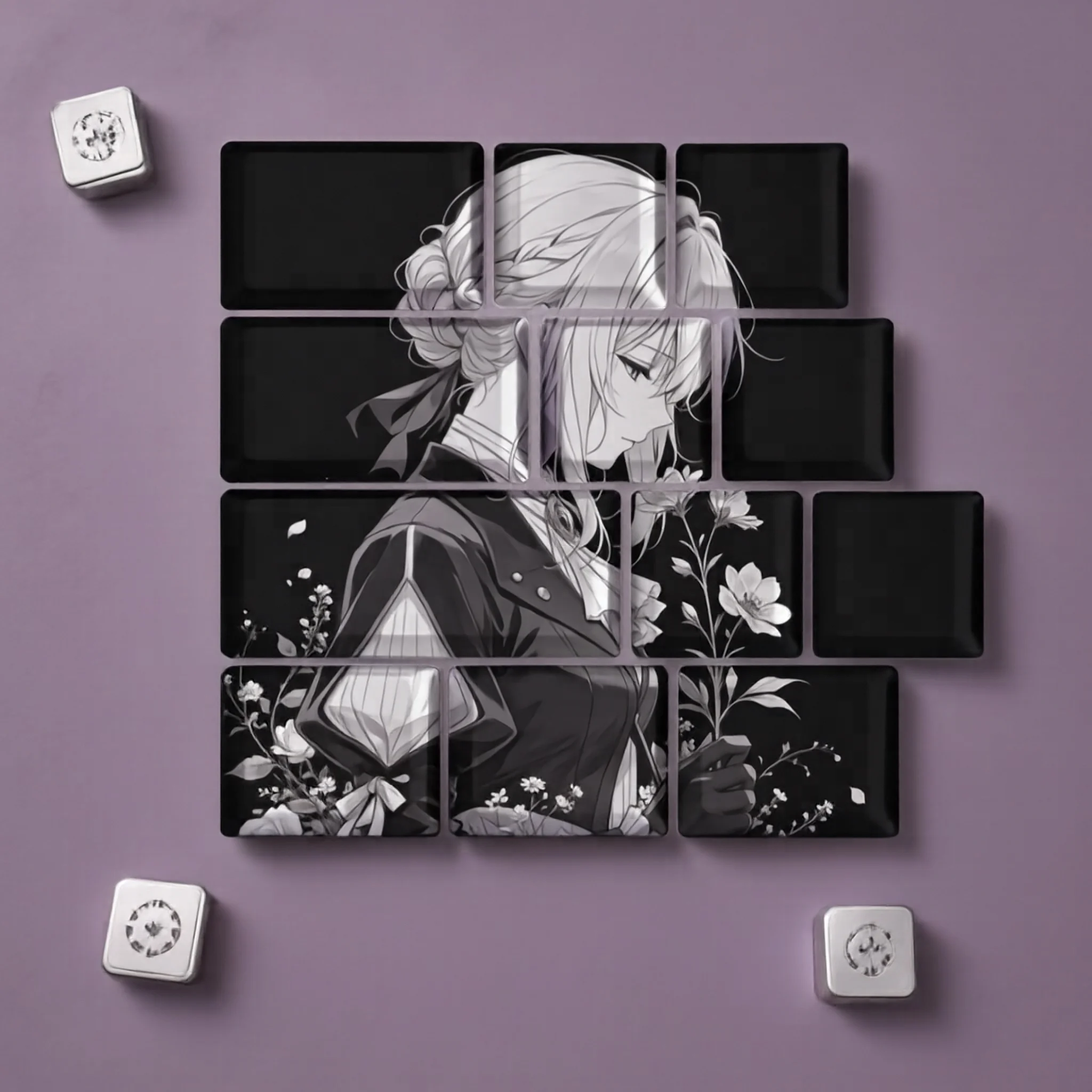 12 Key/set Violet Evergarden Pbt Keycaps Wear Resistant Mechanical Keyboard High Definition Anime Keycap Set Gift