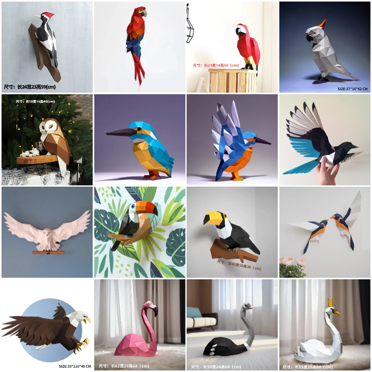 

Birds Paper Model Kingfisher Toucan Woodpecker Eagle Owl Papercraft 3D DIY Origami Handmade Puzzle Toy Sculpture Home Wall Decor