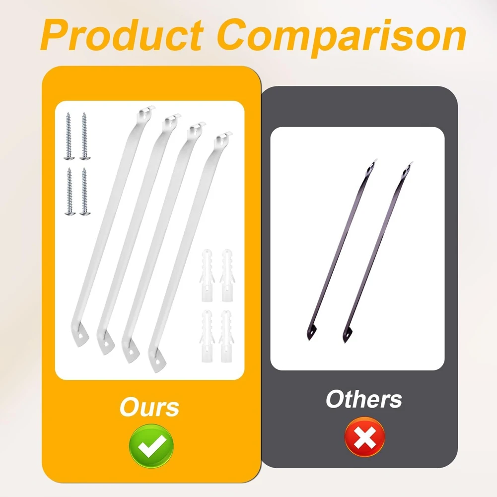

Lightweight Durable 4Pcs Support Brackets For Wire Closet Shelving, Metal Accessories For 12-Inch Shelves
