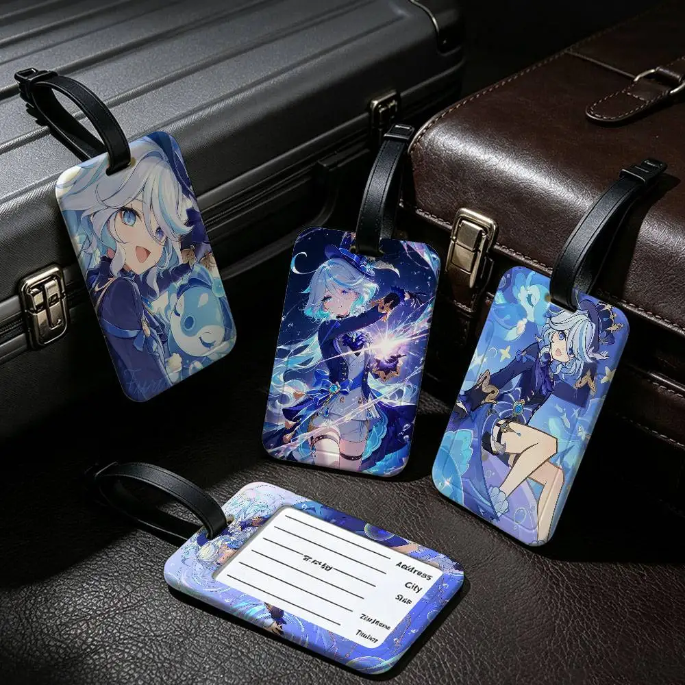 Genshin Impact Furina Focalors Durable PVC Anti lost Baggage Tag With Info Card Lightweight Luggage Identification Label