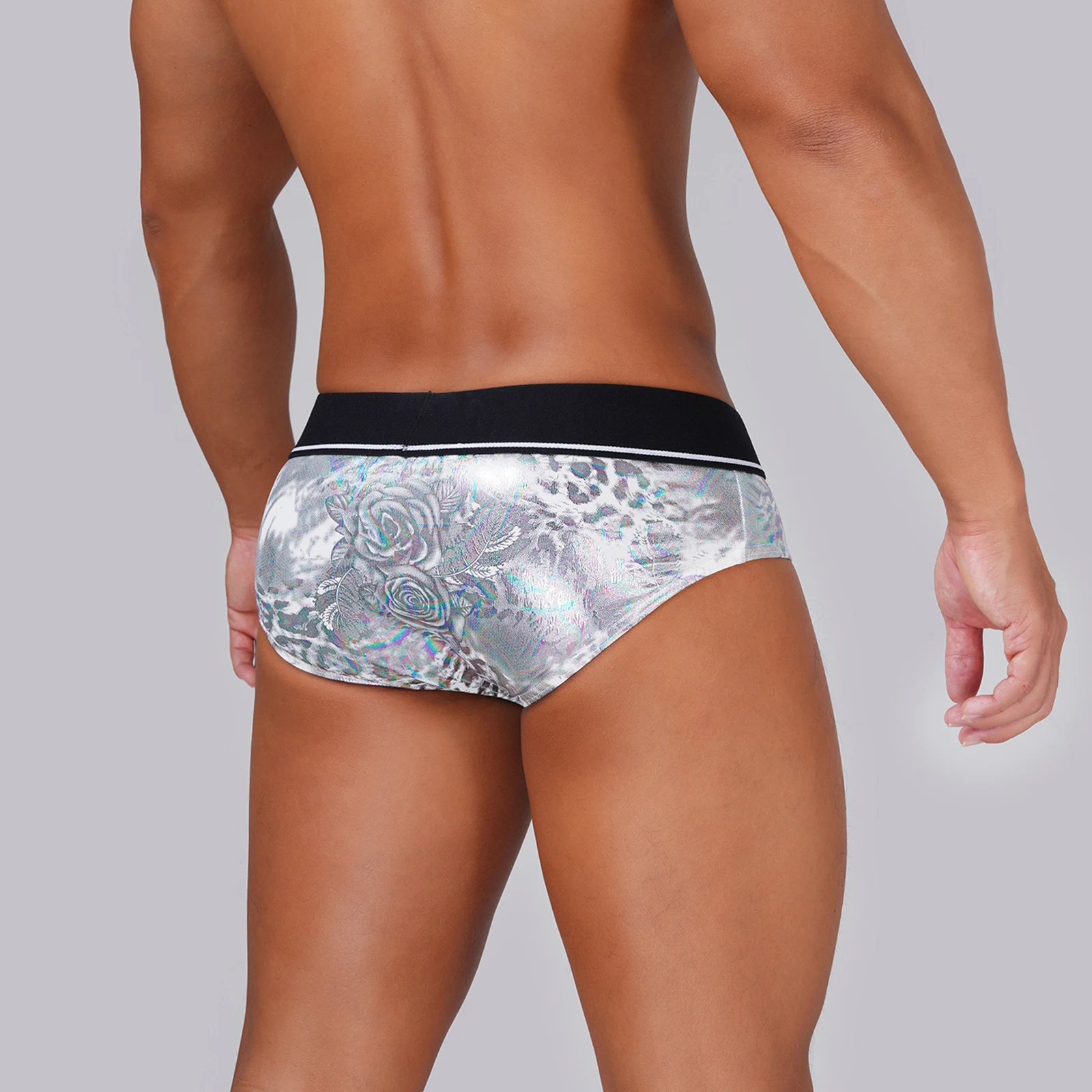

Briefs Faux Leather Front Hole Cock Ring Men's Sexy PU Underwear Clubwear Silicone Cockring Panties U-Convex Underpants