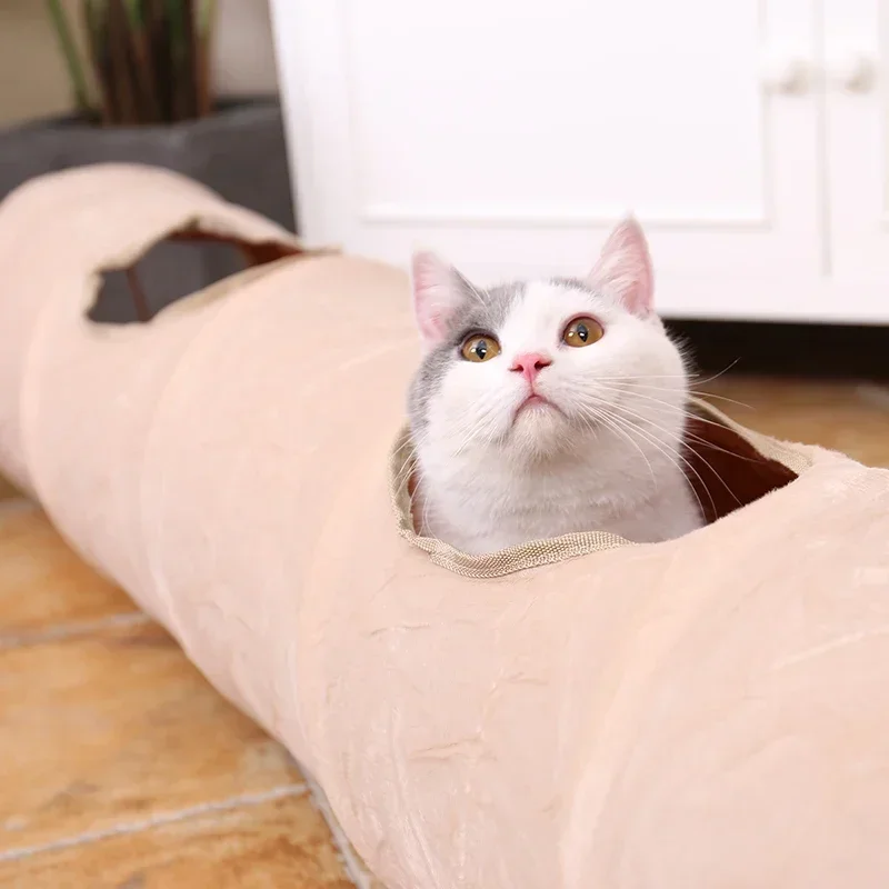 Pet Cat Toys Big Long Cat Tunnel with Ball Foldable Suede Material Funny Cat Toys 120cm Dia 25cm Kitten Play 2 Hole Pet Supplies