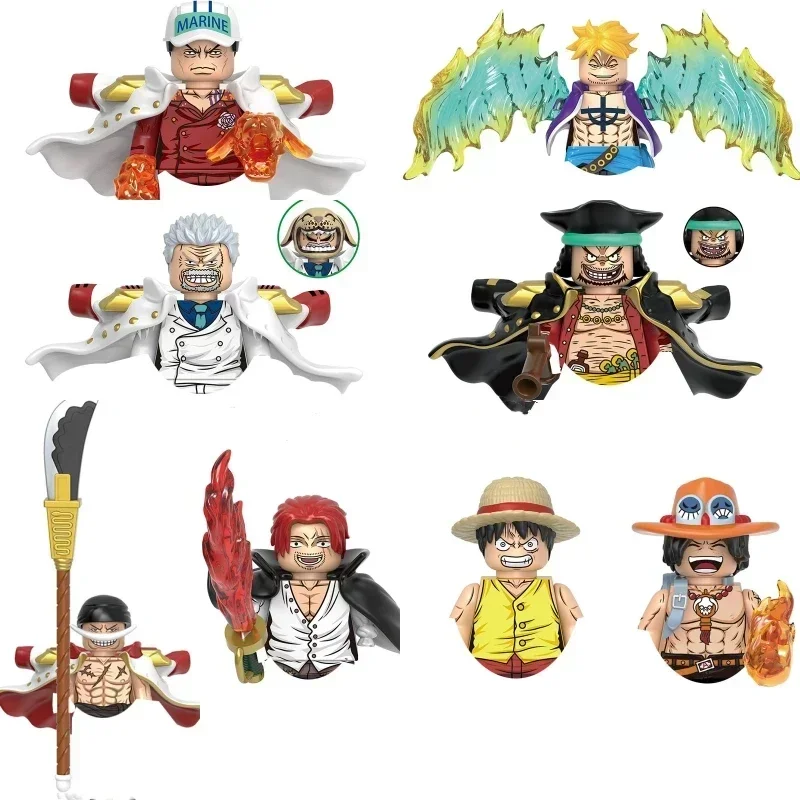 X0353Luffy Marco Marshall Garp Building Blocks Japan Anime Bricks Dolls Mini Action Toy Figures Assemble Blocks Children Gifts