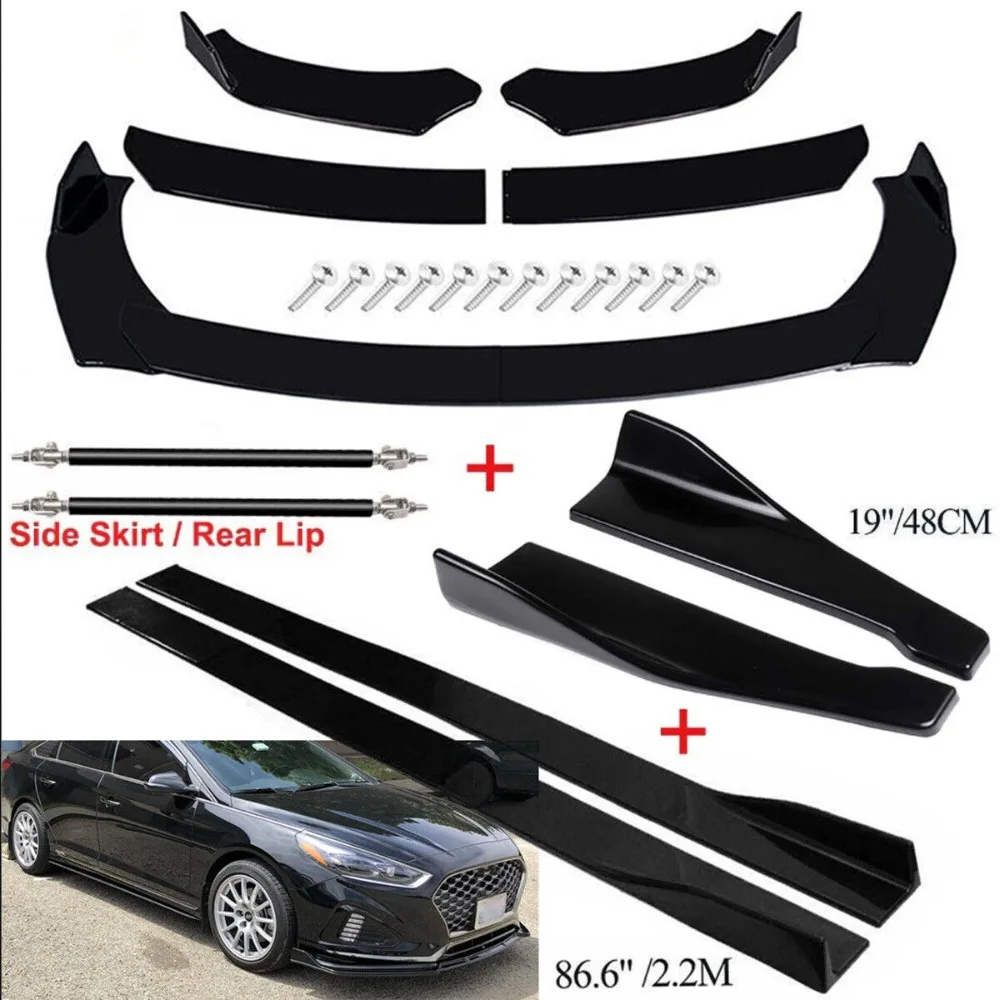 

For Hyundai Sonata Sedan Front Bumper Spoiler Body Kit+Side Skirt+Rear Black United States