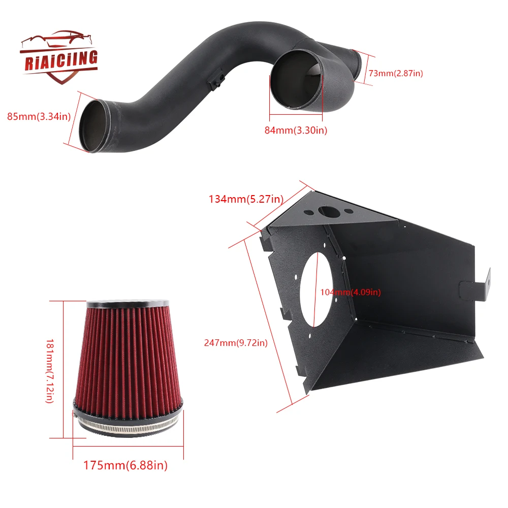 RED 2012-2014 Ford F150 3.5 V6 EcoBoost Heat Shield Cold Air Intake Kit +Filter Automobiles Accessories Engine Air Intake System