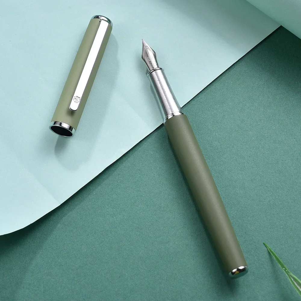

Hongdian 523 Metal Fountain Pen Matte Green Iridium Fine Nib Ink Pen for Office Business Writing Gift Smooth Writing