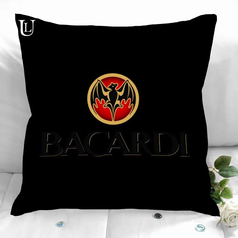 Wine Bacardi Logo Pillow Cover Cushion Cover 40x40cm Pillowcase Cushion Case Sofa Bed Home Decor Living Room Car Office