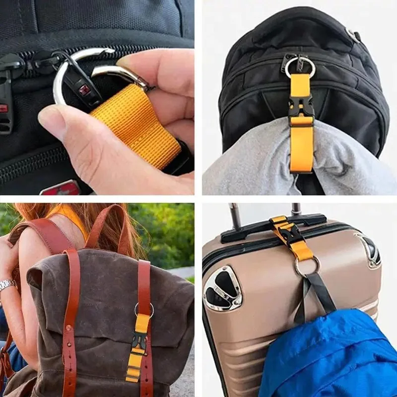 多機能バックパックベルトバックル、ラゲッジバンド、ナイロンハンギングバックル、ポータブルスーツケースフック、1個