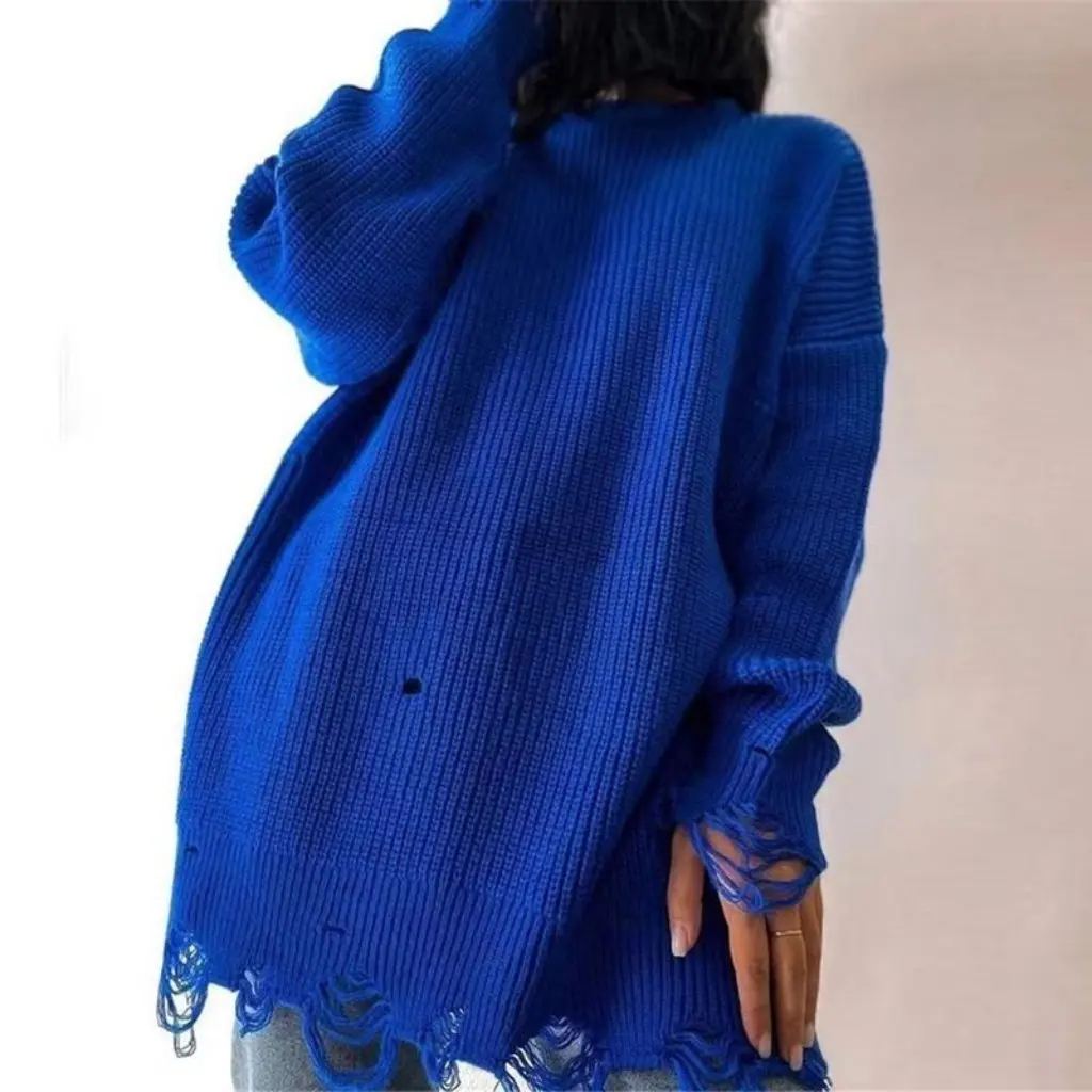 

Solid Color round Neck Long Sleeve Knitted Pullover Sweater for Women Loose Fit Autumn Winter Fashion by Europe