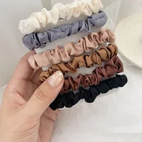 6Pcs/Set Woman Fashion Silk Satin Scrunchies Solid Color Hair Rope Ponytail Holder Elastic Hair Bands Hair Ties Hair Accessories - Image 2