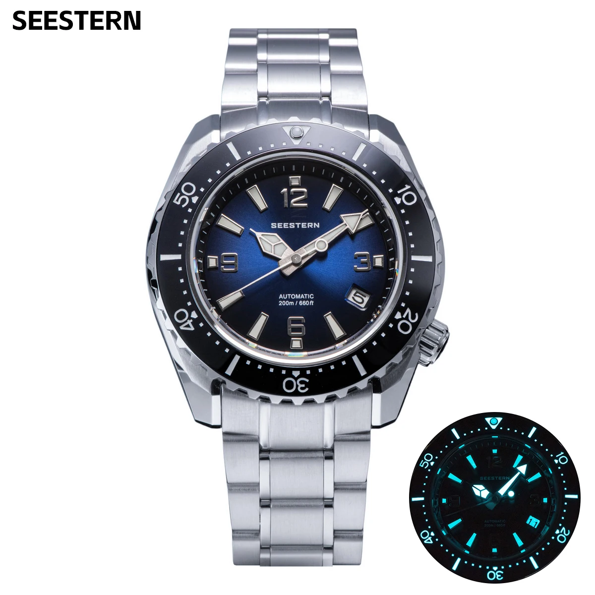 2023 SEESTERN Automatic Diving Watch of Men NH35 Movement Mechanical Wristwatches Sapphire Mirror Water Resistance Full Luminous