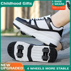 New Kids 4 Wheeled Roller Skate Shoes Boys and Girls Sneakers Adult Casual Sports Children Shoes Walking Holiday Birthday Gift