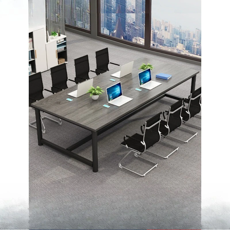 

Table simple modern long table meeting room table and chair combination negotiation