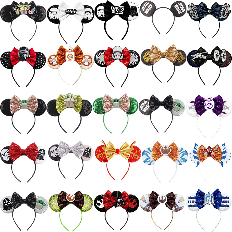 Disney STAR WARS Hair Bands Women Grogu Yoda Headbands For Girls Darth Vader Hair Accessories Kids Rebel Alliance Ears Headwear