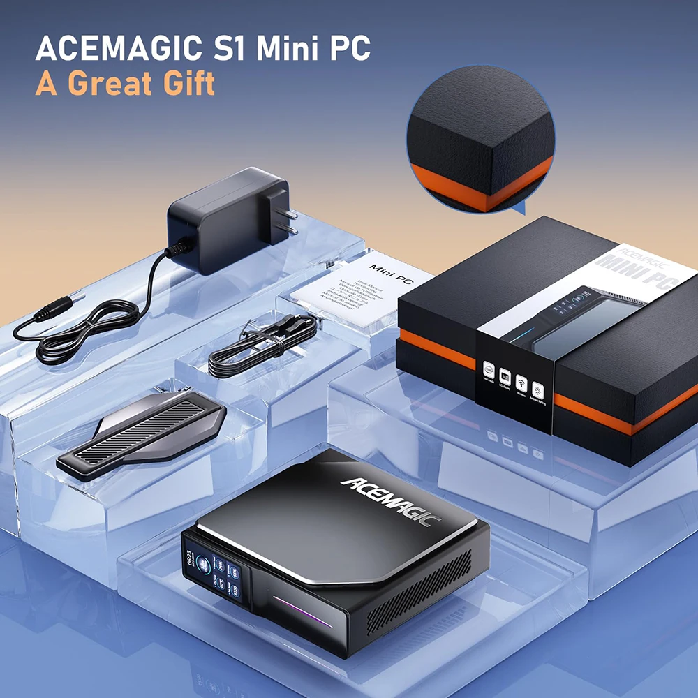 ACEMAGIC S1 Mini PC Windows 11 Pro Intel 12th Alder Lake N97 DDR4 16GB 512GB WIFI5 Bluetooth 4.2 VGA Mini Computer
