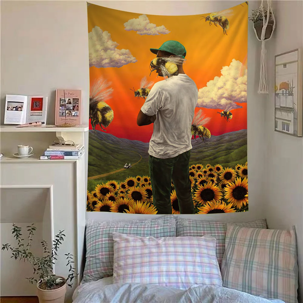 Rapper Tyler The Creator Flower Boy Colorful Tapestry Wall Hanging Hippie Flower Wall Carpets Dorm Decor Wall Art Decor